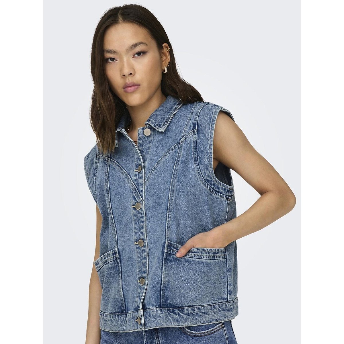 Veste en jean sans manches medium blue, ONLY
