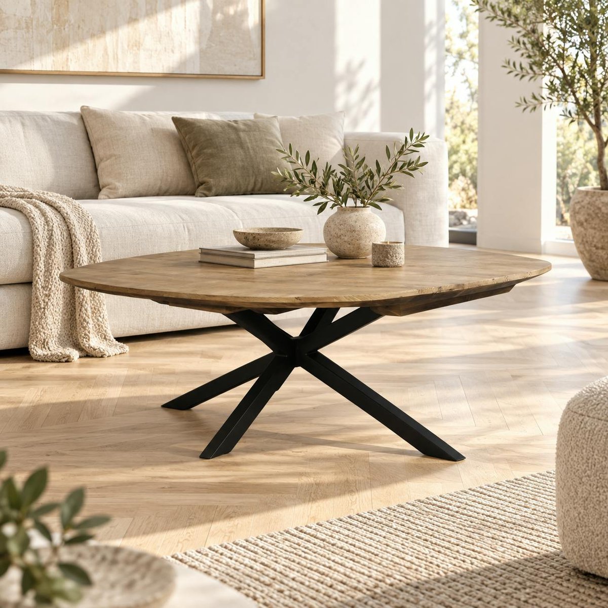 Table basse en bois de teck recyclé, forme ovale DEPOK bois naturel, PIER IMPORT