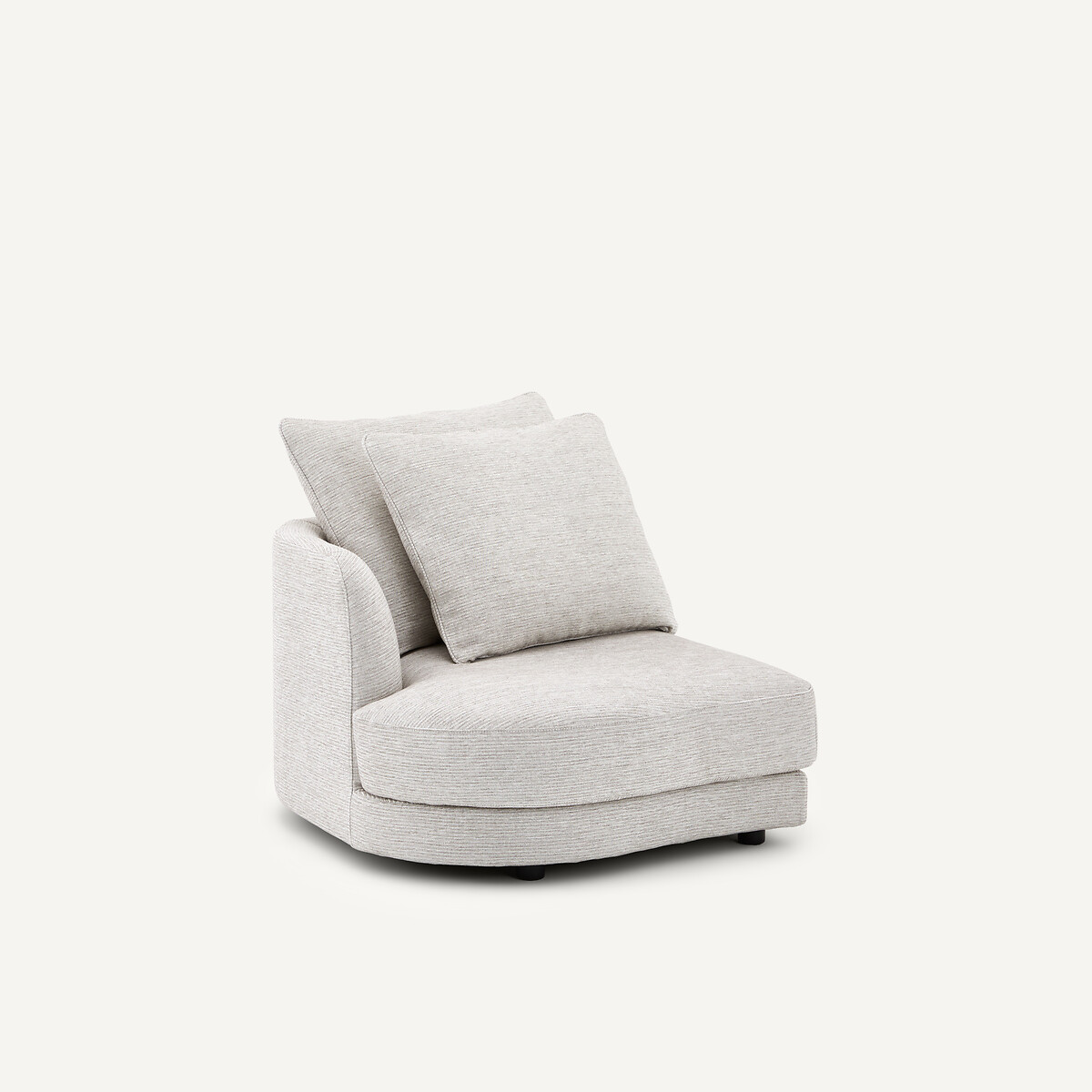 Demi-canapé gauche, arrondi, modulable en coton côtelé, TIBERIO gris moyen, AM.PM