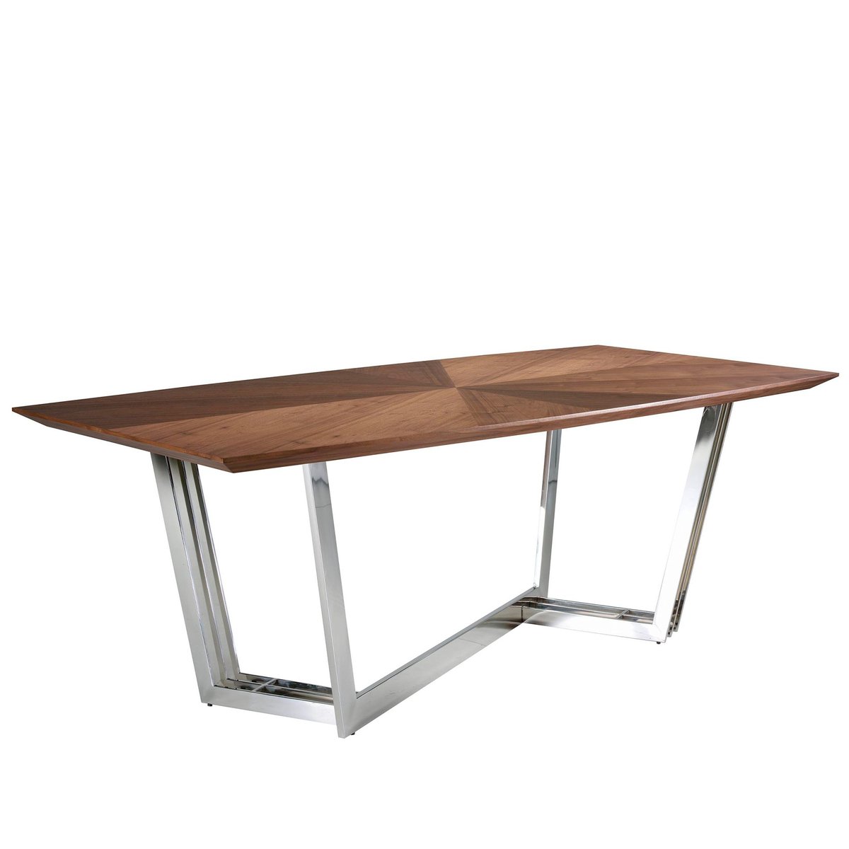 Table à manger baril ovale noyer et acier chromé noyer | acier chromé, ANGEL CERDA