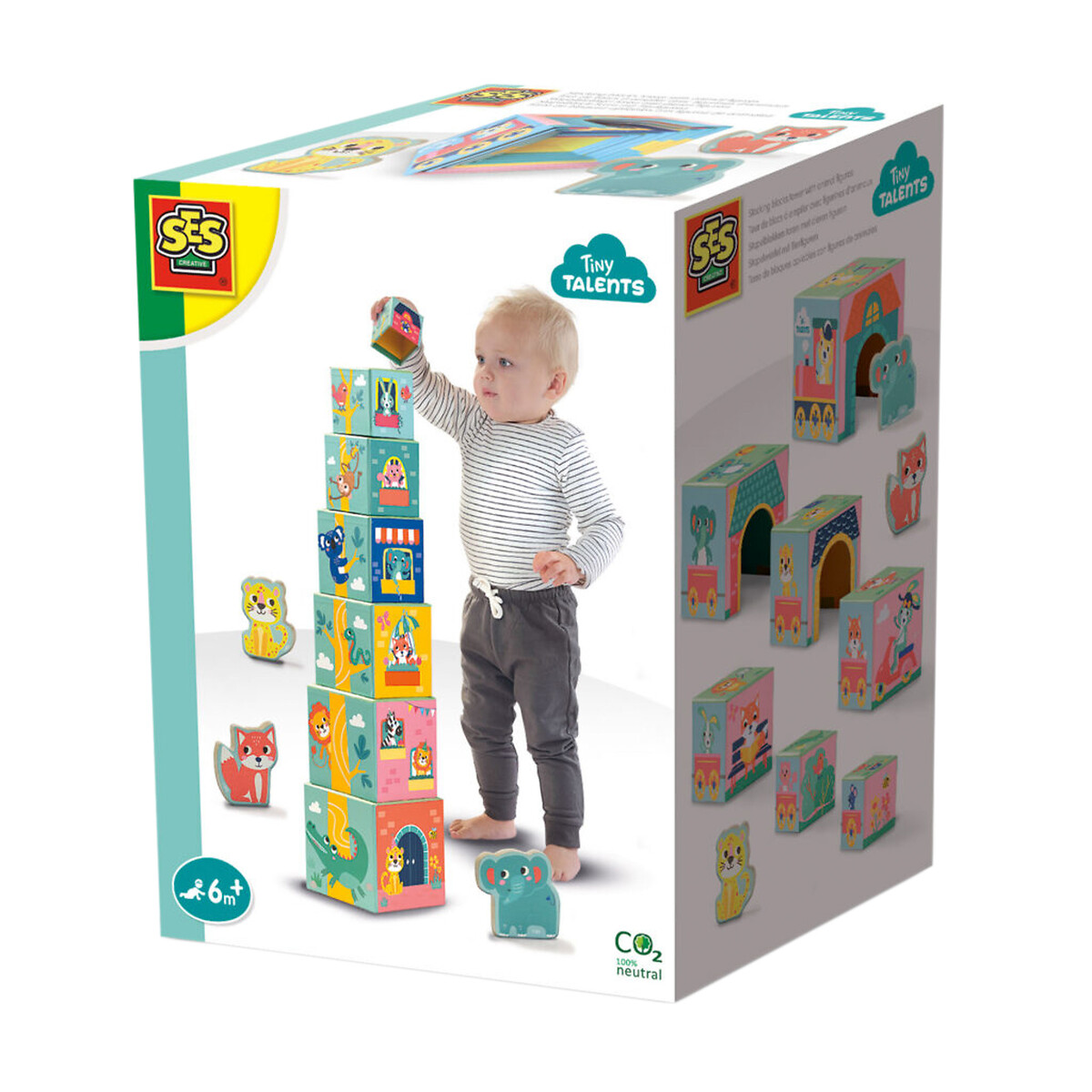 Brinquedo "Torre de empilhar com animais", SES multicolor, SES