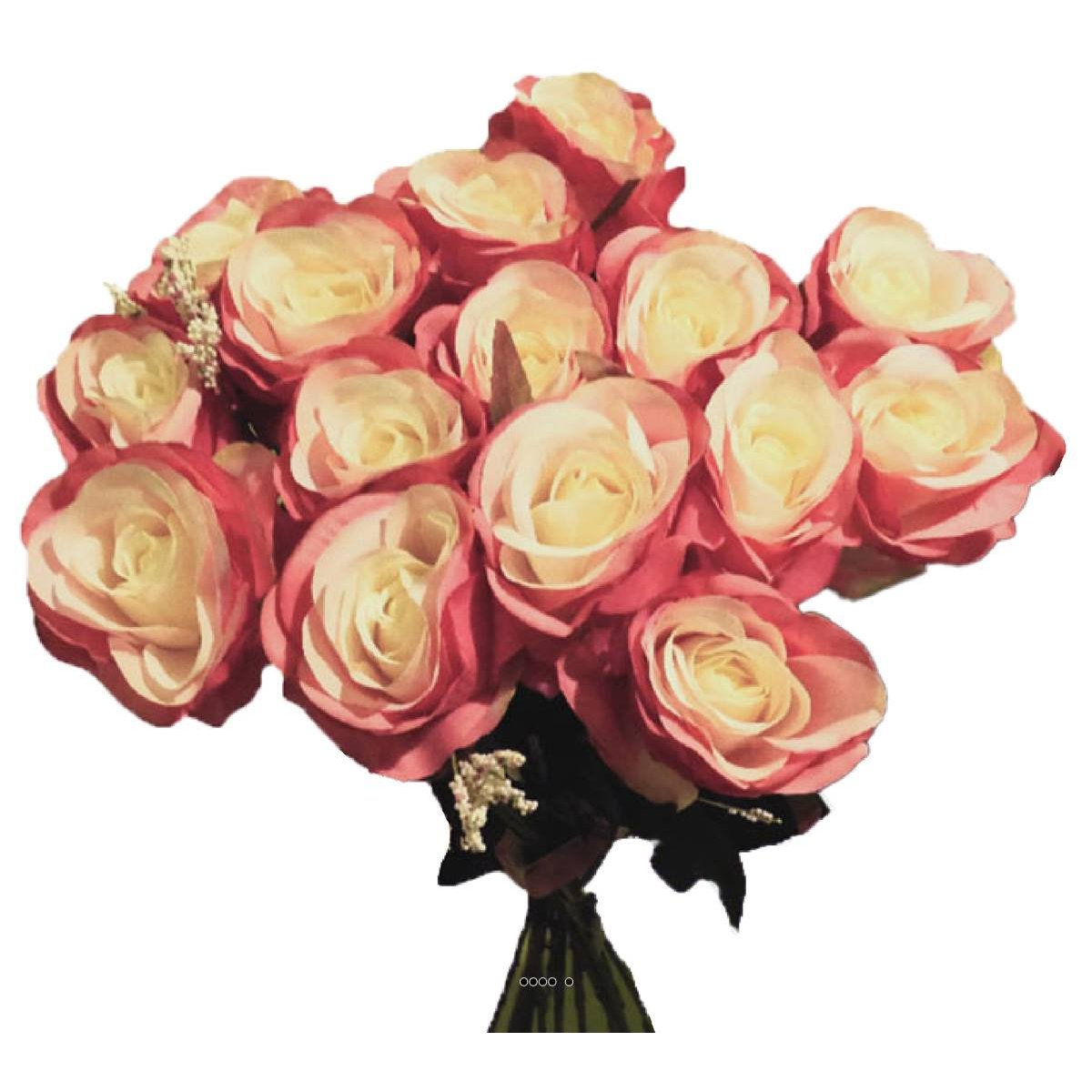 Bouquet de 15 roses artificielles Saint Vale vert, ARTIFICIELLES