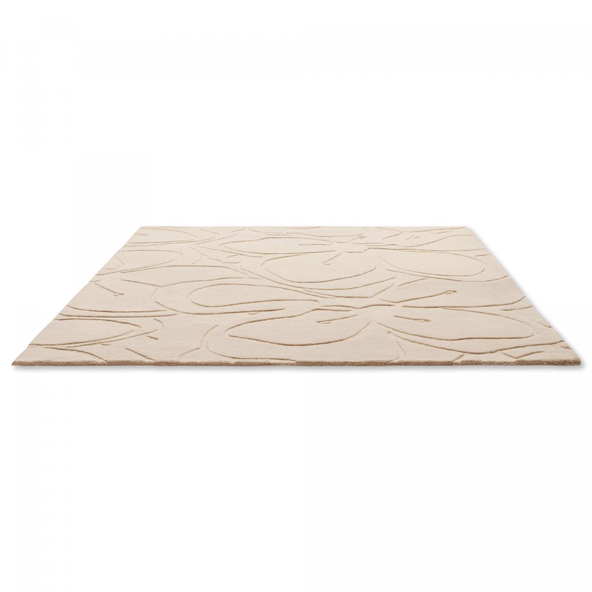 Tapis salon et chambre fait à la main en laine motif faux uni crème, UN AMOUR DE TAPIS
