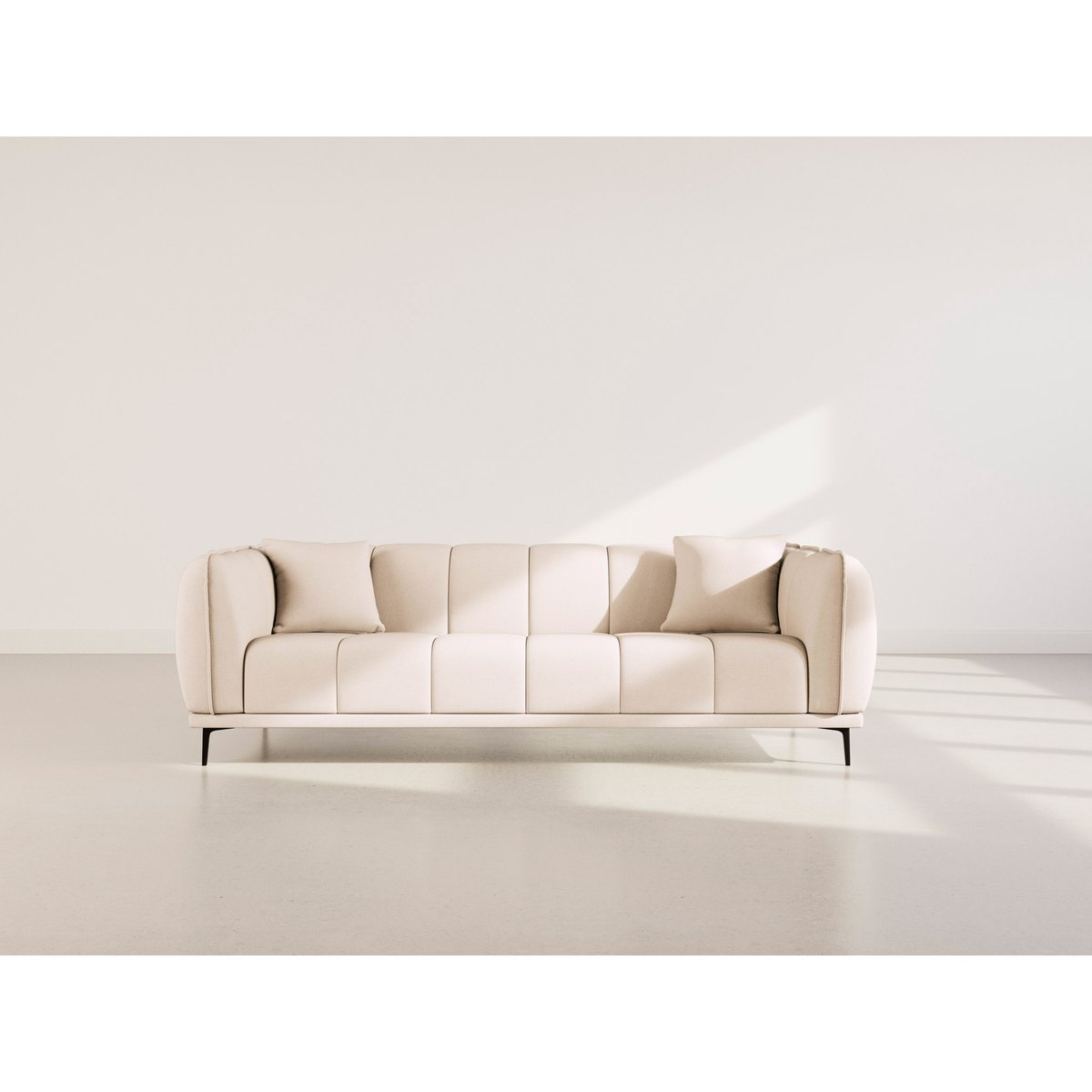 Canapé droit en velours texturé, ARSENE beige, LISA DESIGN