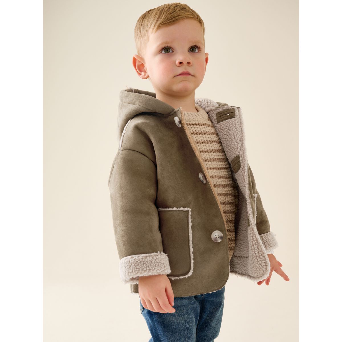 Manteau en imitation daim marron fauve, NEXT