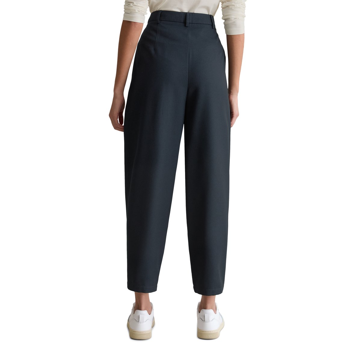 Pantalon de costume en sergé tapered en polyester recyclé avec viscose bleu foncé, MARC O’POLO DENIM