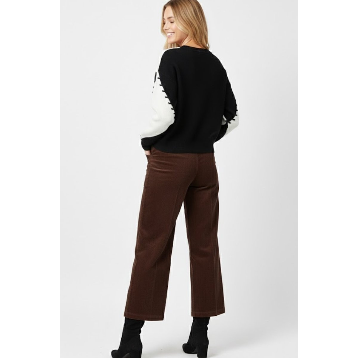 Pantalon droit en velours CINDY marron, DERHY