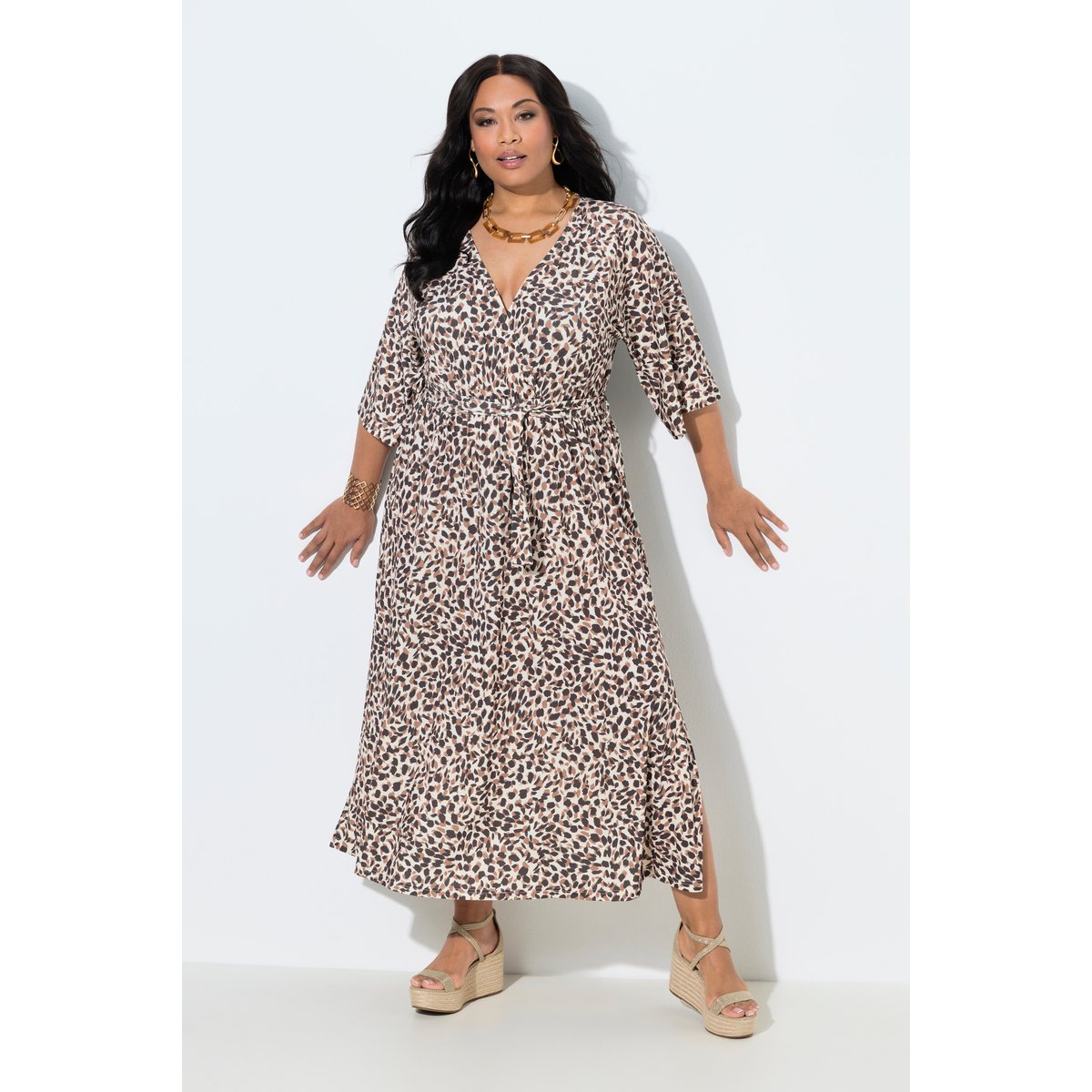 Robe maxi motif léopard mastic foncé, ULLA POPKEN