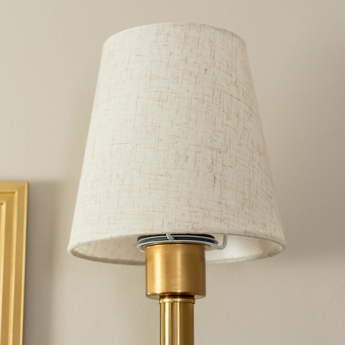 Kasey Rechargeable Easy Fit Wall Light with Shade in Antique Brass gold-coloured, SO'HOME