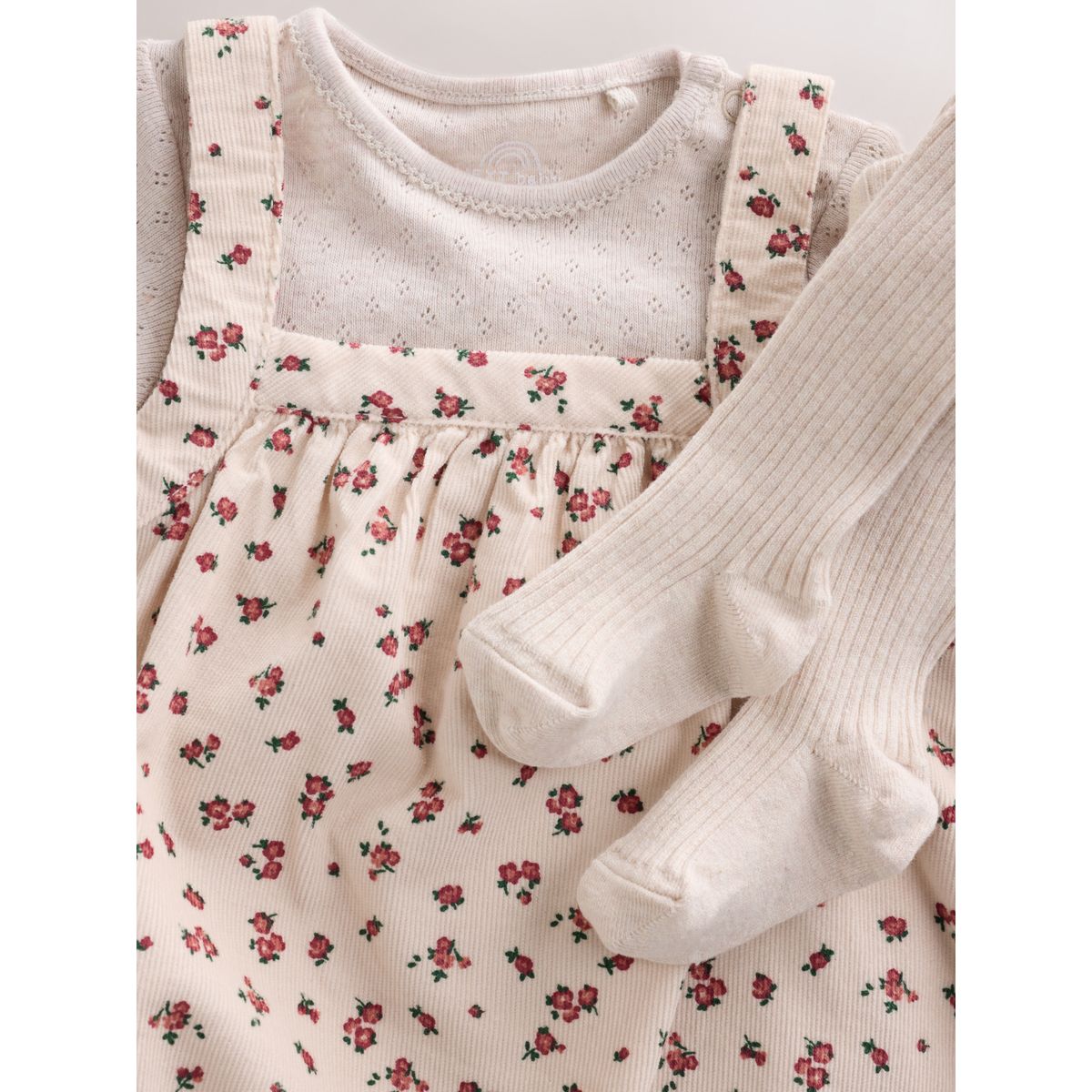 Robe, body et collants bébé, 3 pièces cordon floral écru, NEXT