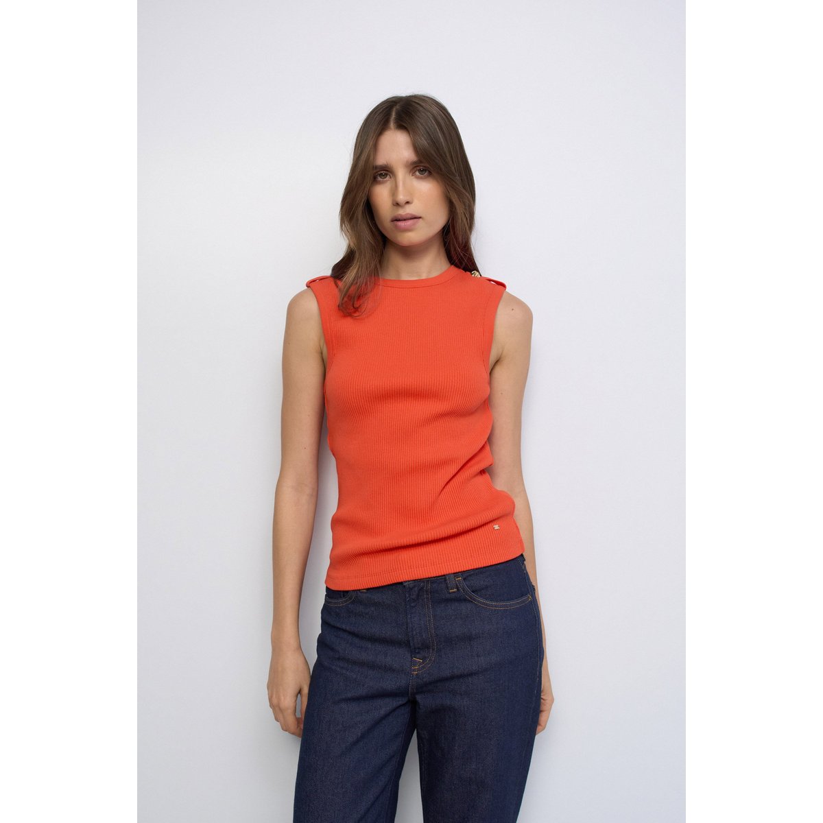 TOP EN MAILLE CÔTELÉE orange, SALSA JEANS