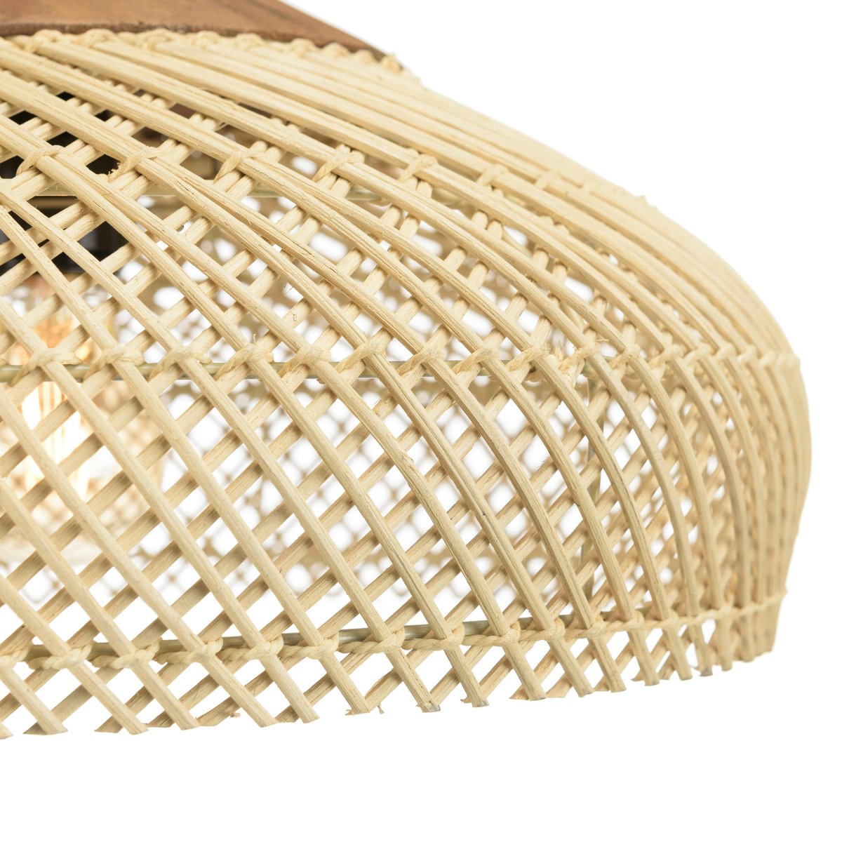Suspension en rotin et teck 40cm FOLELLI ecru, PIER IMPORT