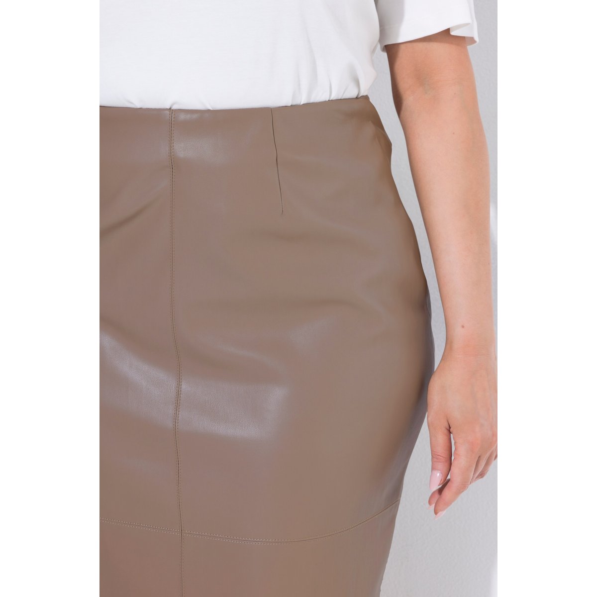Jupe crayon imitation cuir, coupe Slim Fit marron pâle, ULLA POPKEN