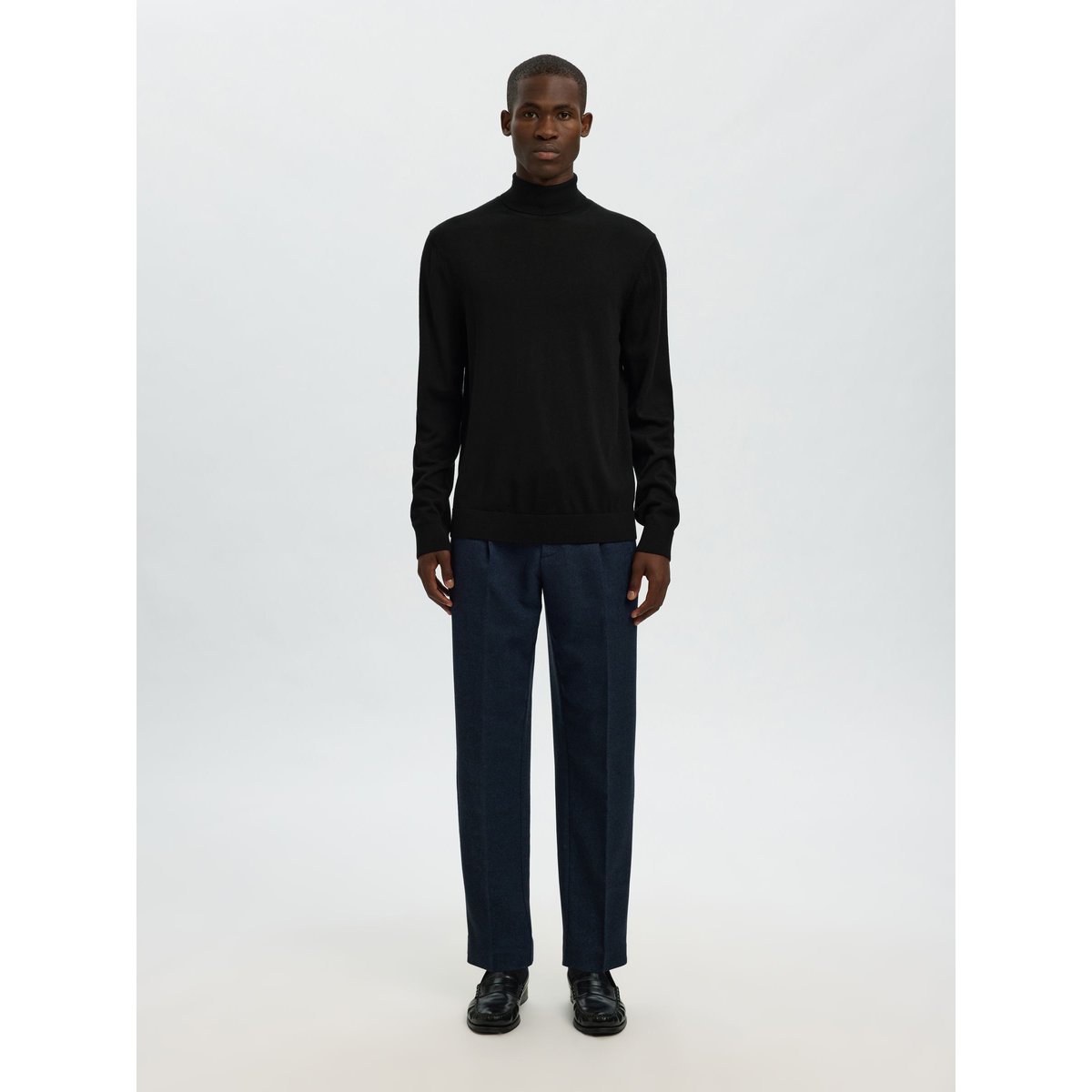 Col Roulé noir - black, SELECTED