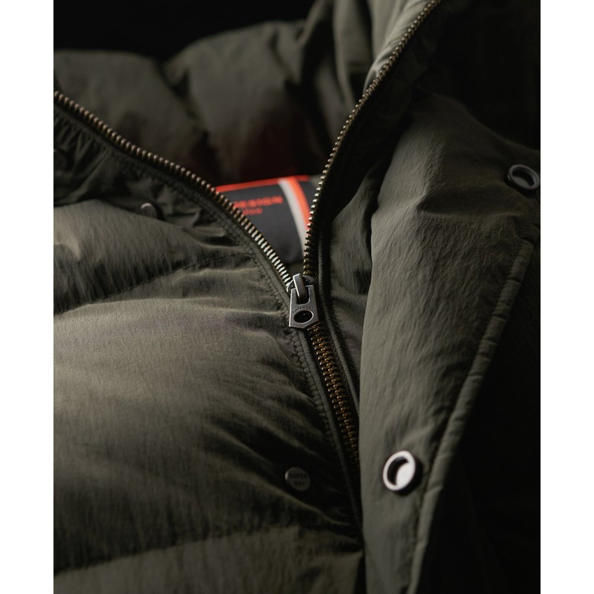 Doudoune longue à capuche vert olive surplus goods, SUPERDRY