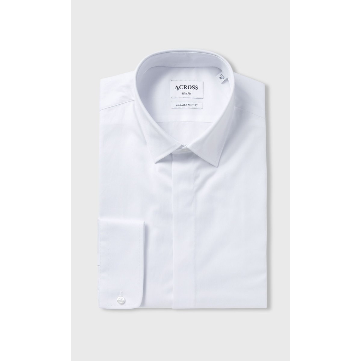Chemise Slim fit Cérémonie double retors gorge cachée blanc, ACROSS
