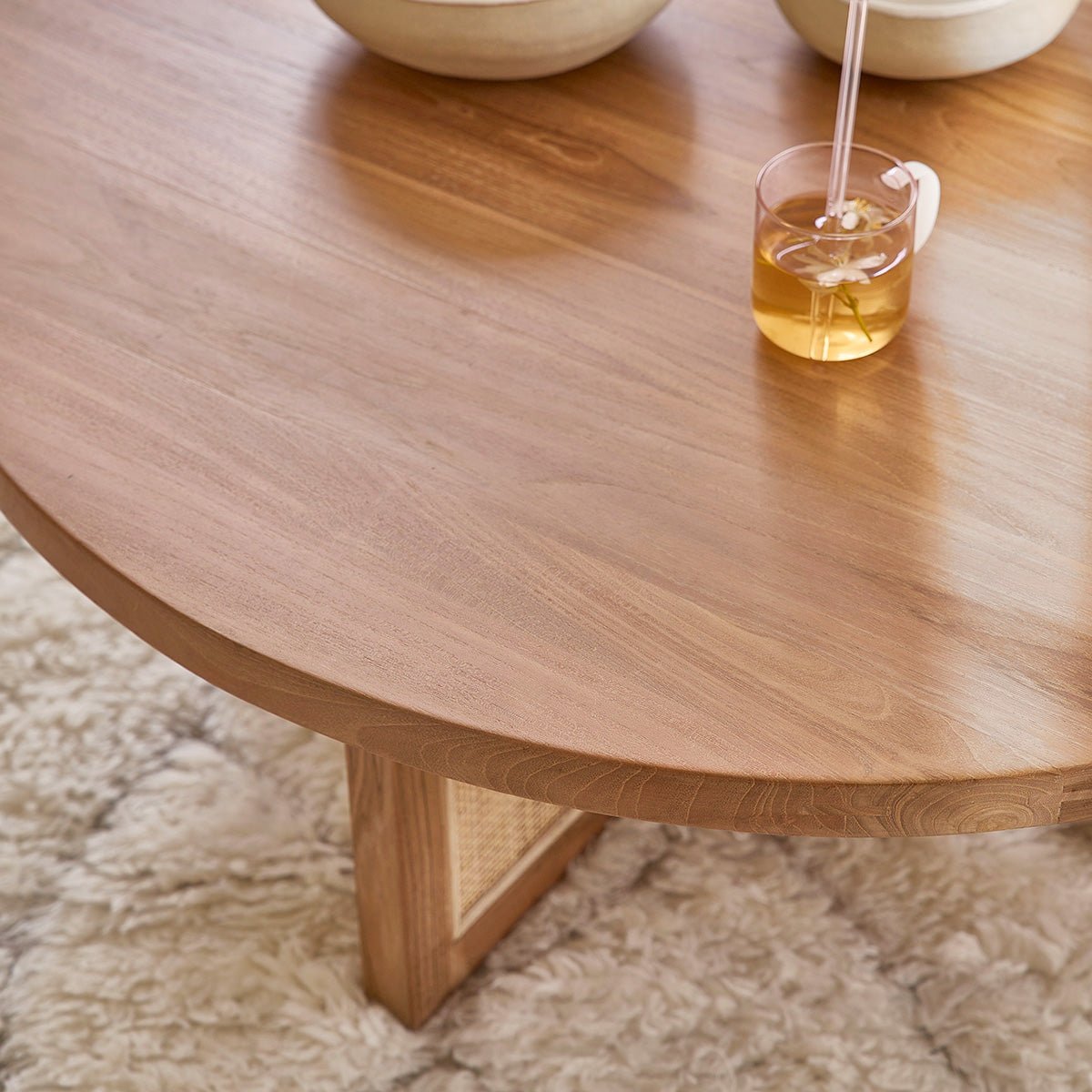 Table basse en teck massif et cannage 100 cm MARCEAU naturel, BERAH GETAH