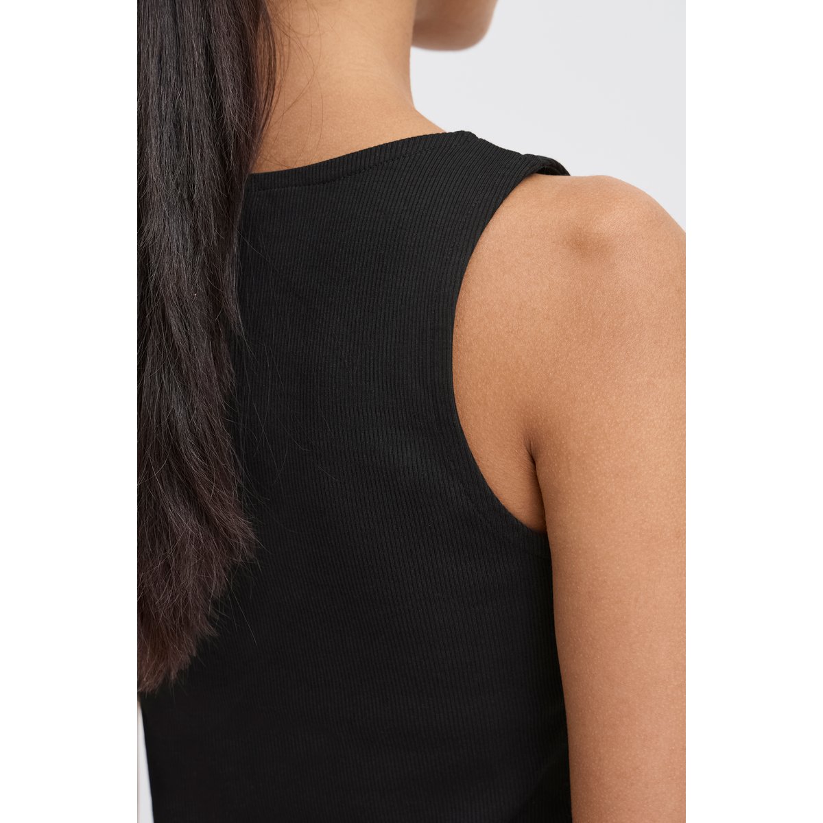 Débardeur en coton, coupe ajustée noir black, ICHI