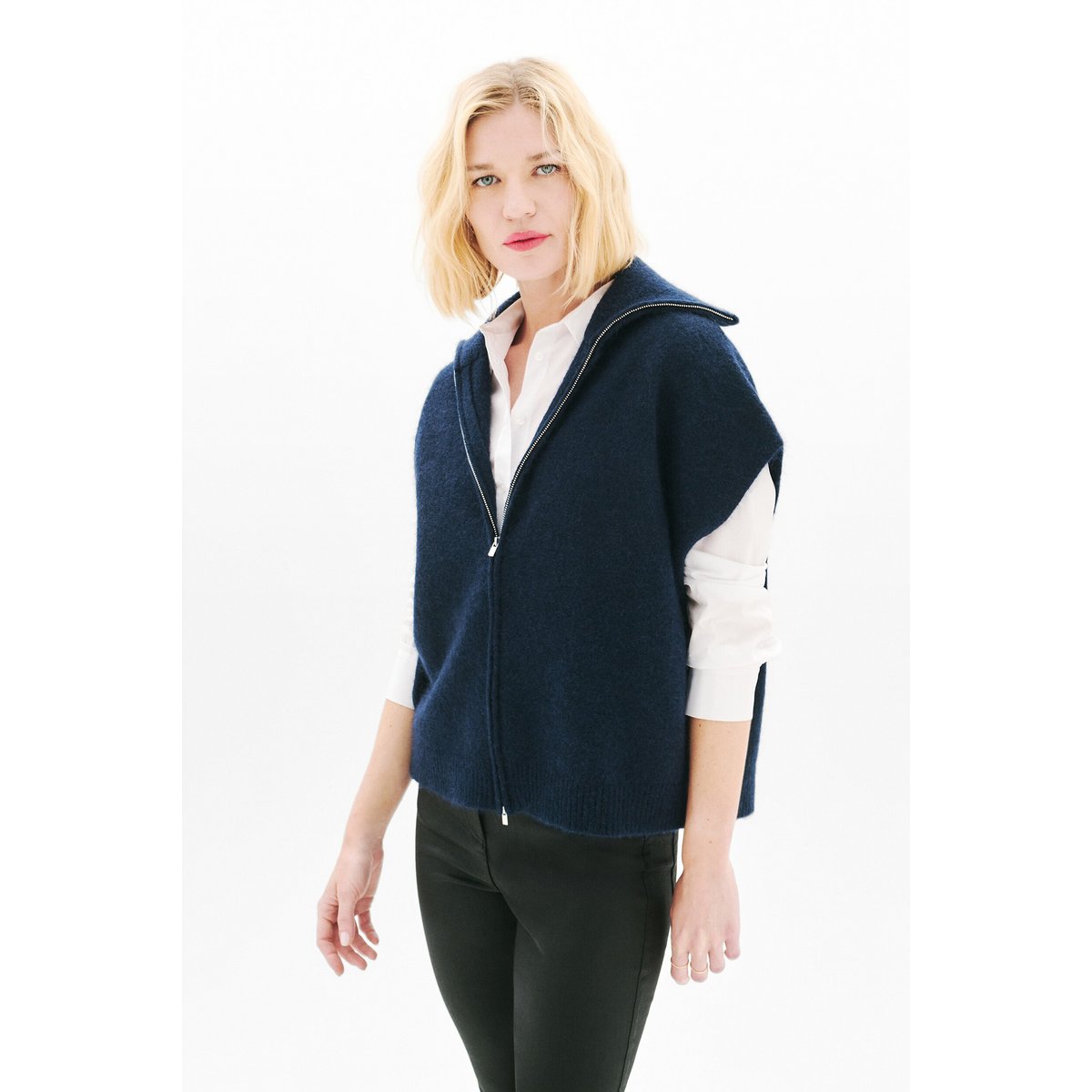 Gilet ample en alpaga MITCH bleu marine, CAROLL