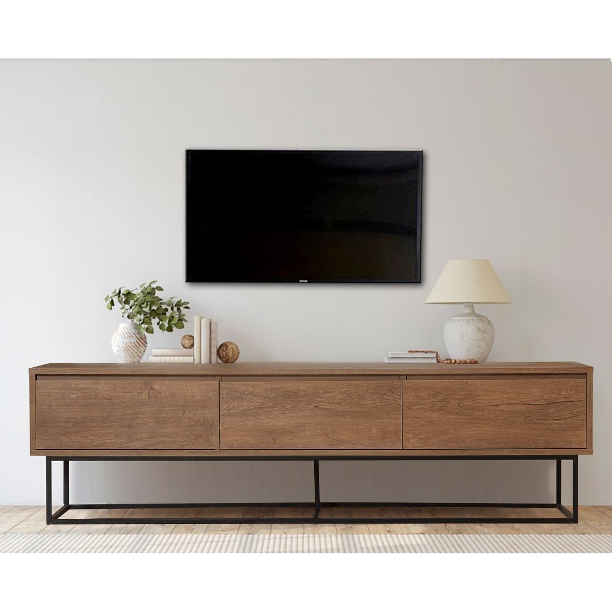 Meuble TV 3 tiroirs - NERIO noyer, HOMIFAB