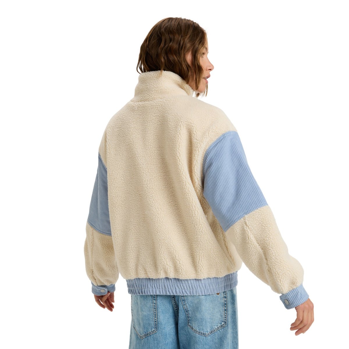 Veste oversize en sherpa avec bloc de velours côtelé WRAP IT UP CORD. beige tapioca, ROXY