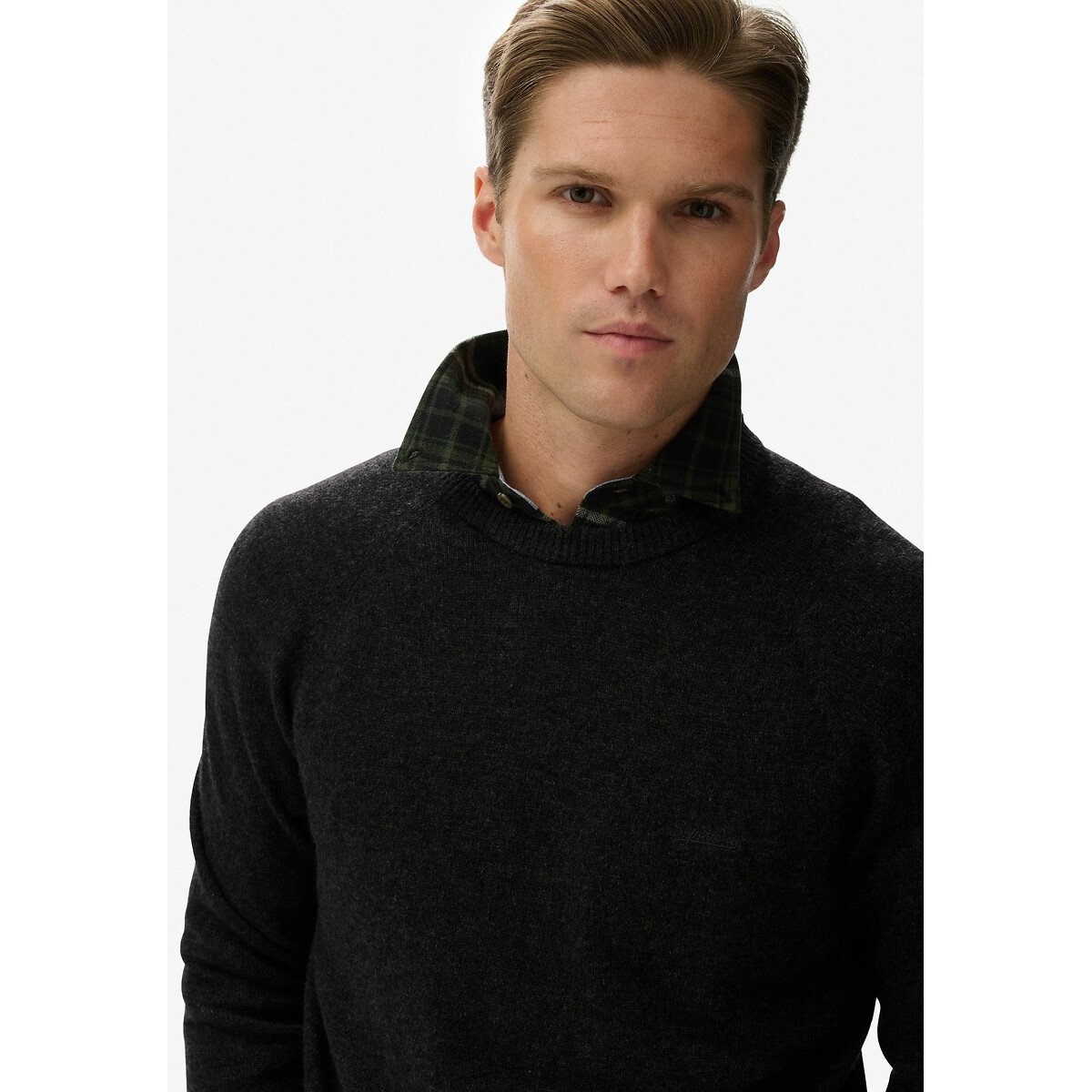 Crew Neck Jumper charcoal grey, SUPERDRY