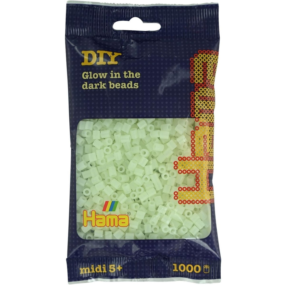 Sachet 1000 perles plastique Midi mix phosphorescent beige, HAMA