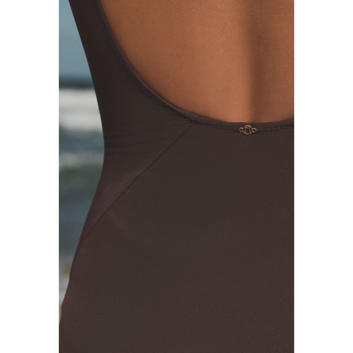Maillot de bain gainant à encolure dégagée marron chocolat, NEXT