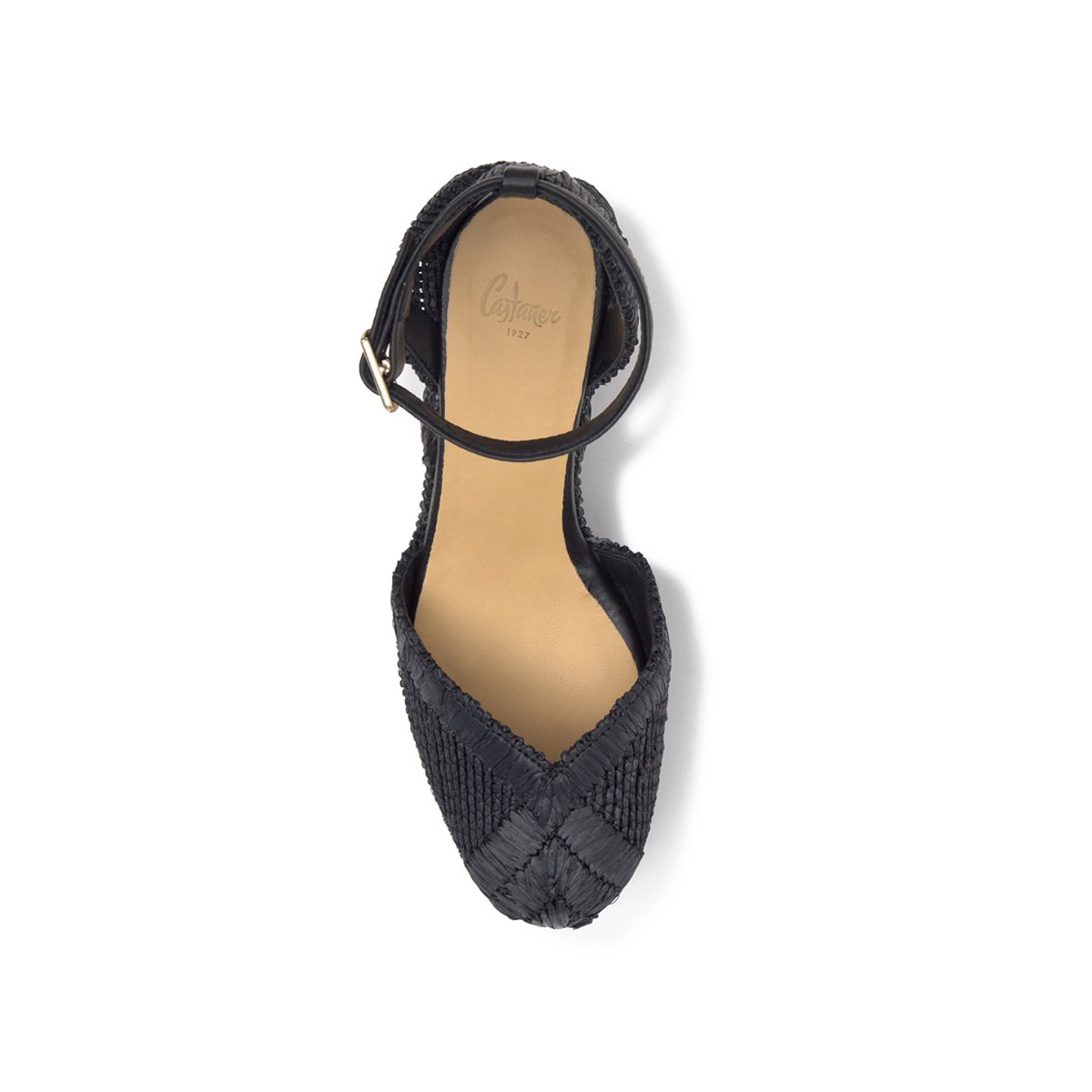 Espadrilles en raphia à talons compensés à bride CHARMIE EXTRA PLATFORM noir, CASTANER