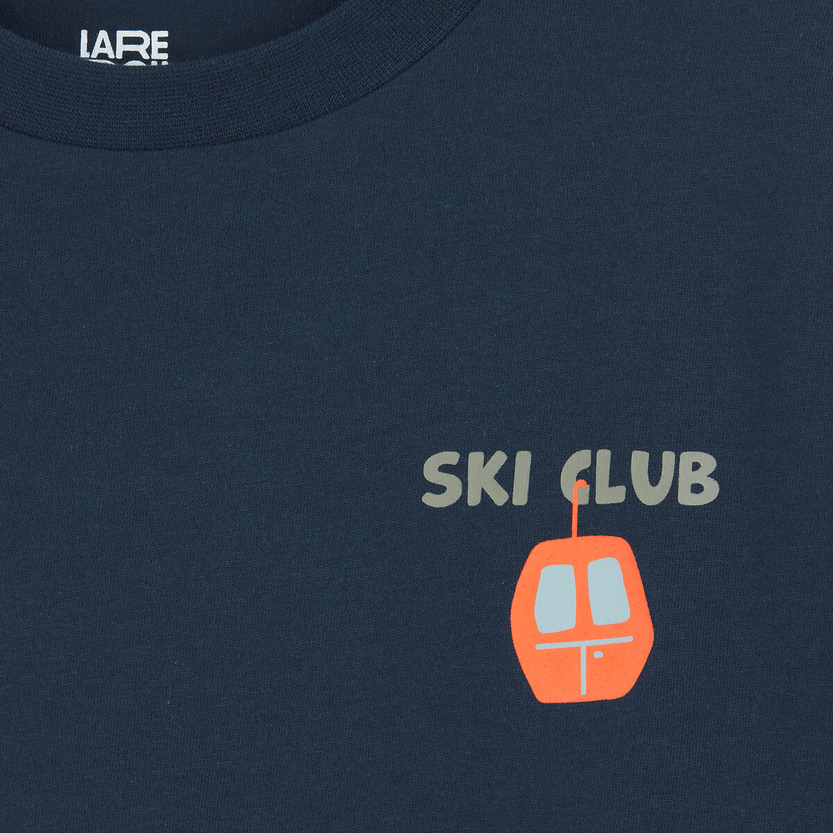 Lot de 3 T-shirts col rond, à manches longues, thème ski vert kaki + bleu + bleu marine, LA REDOUTE COLLECTIONS