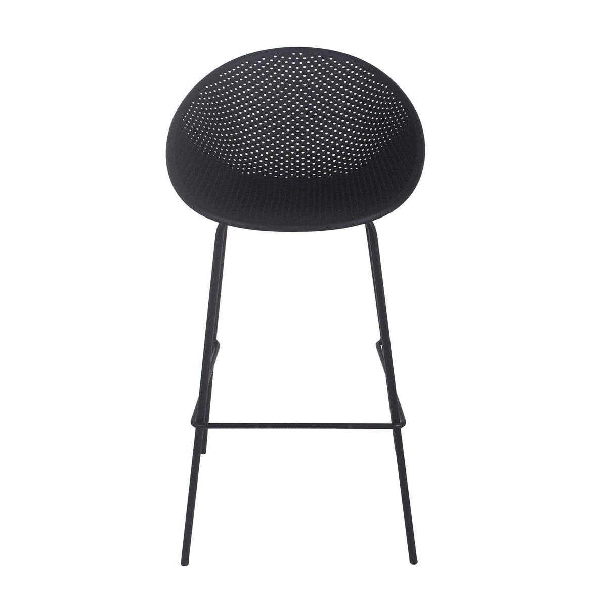 Lot de 4 chaises hautes de terrasse en plastique et acier, BUDA noir, OVIALA