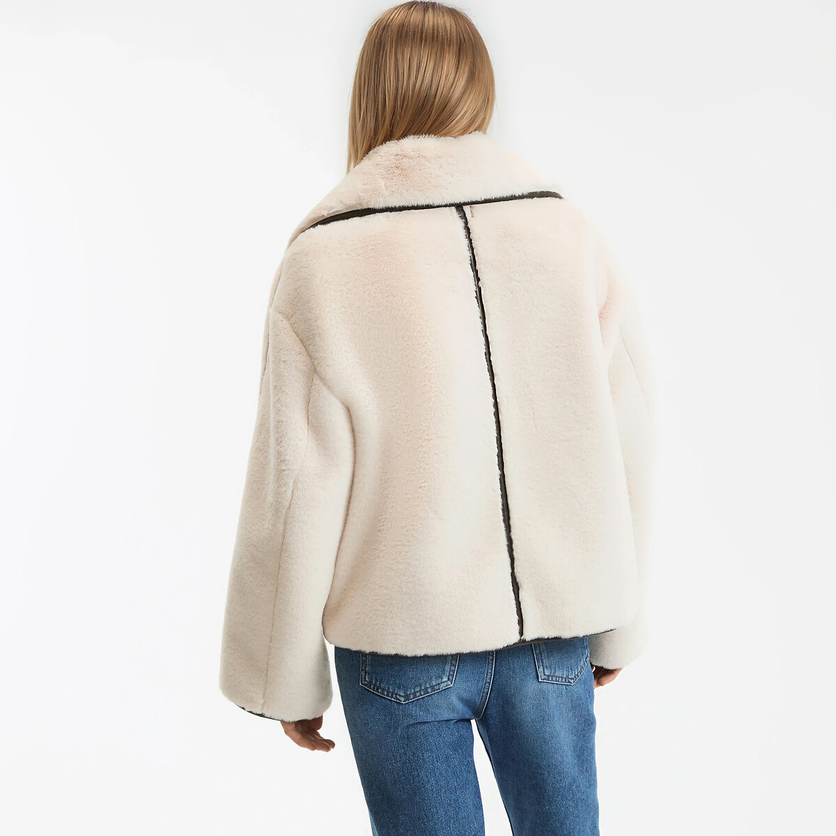 Fluffy Short Buttoned Coat beige, LA REDOUTE COLLECTIONS