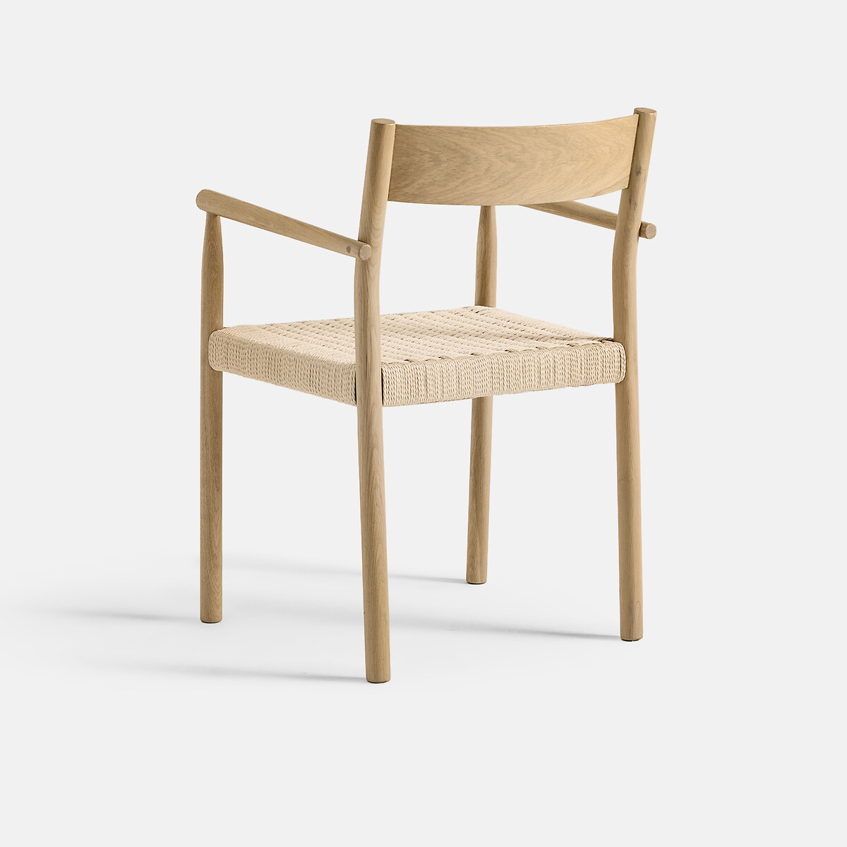 Silla de comedor de roble y chapa con efecto madera blanqueada y cuerda trenzada, TAGA natural, LA REDOUTE INTERIEURS