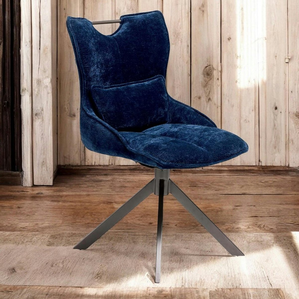 Chaise pivotante coussin et poignée tissu bleu (lot de 2) IENA bleu marine, PIER IMPORT