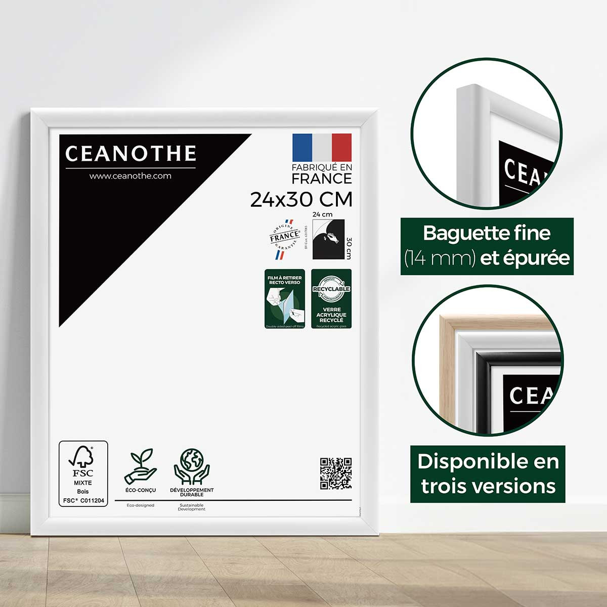 Cadre Photo Exposition En Bois Massif Fsc ESSENTIEL blanc, CEANOTHE