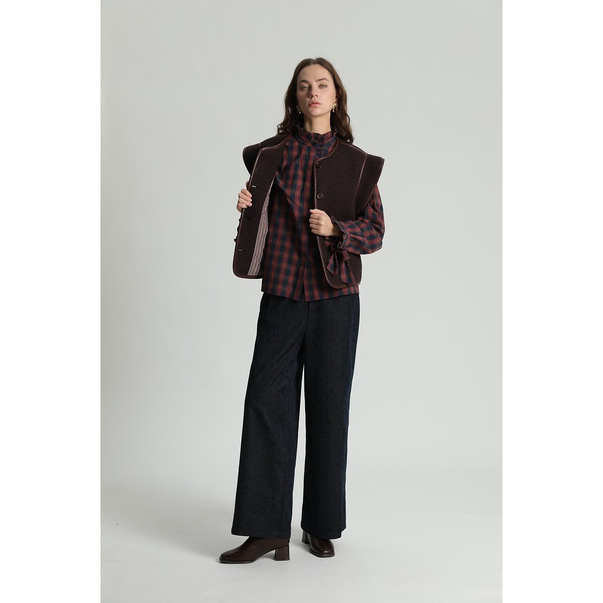 Veste sans manches en laine marron, SEE U SOON