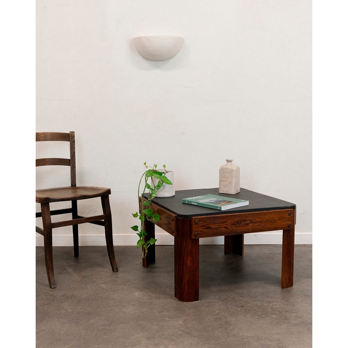Table basse en bois et ardoise Marie-Pierre N°81 - Bon état gris, DEBONGOUT