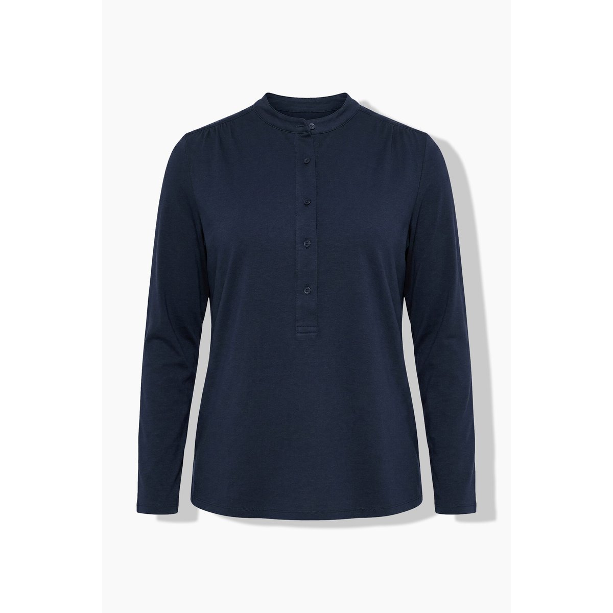 T-shirt avec patte de boutonnage marine, ULLA POPKEN