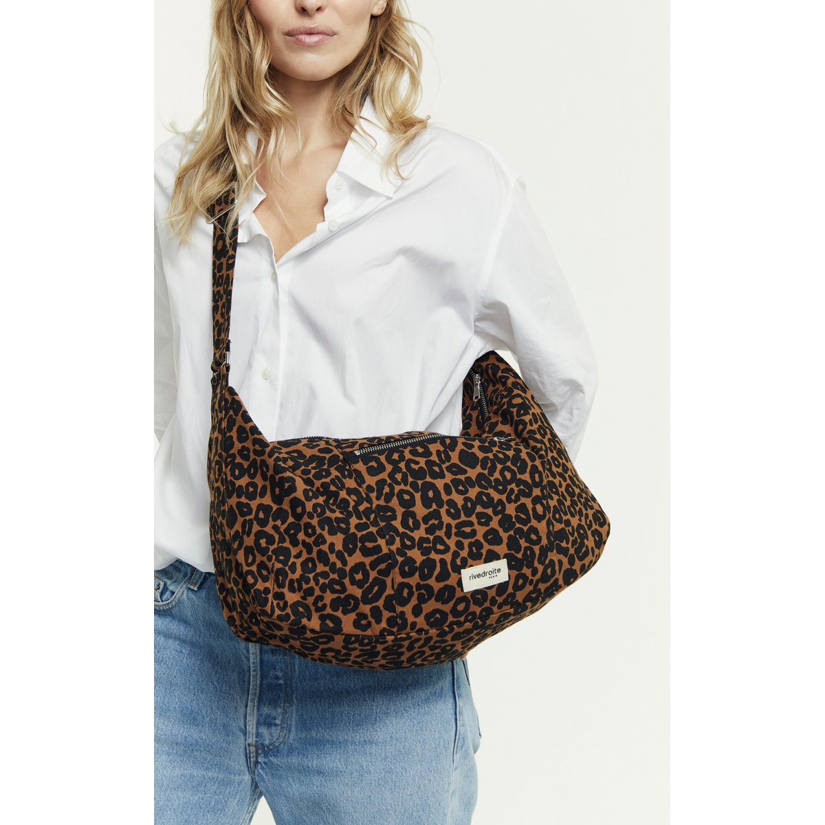Sac crossbody imprimé CHARLOT léopard marron, RIVEDROITE