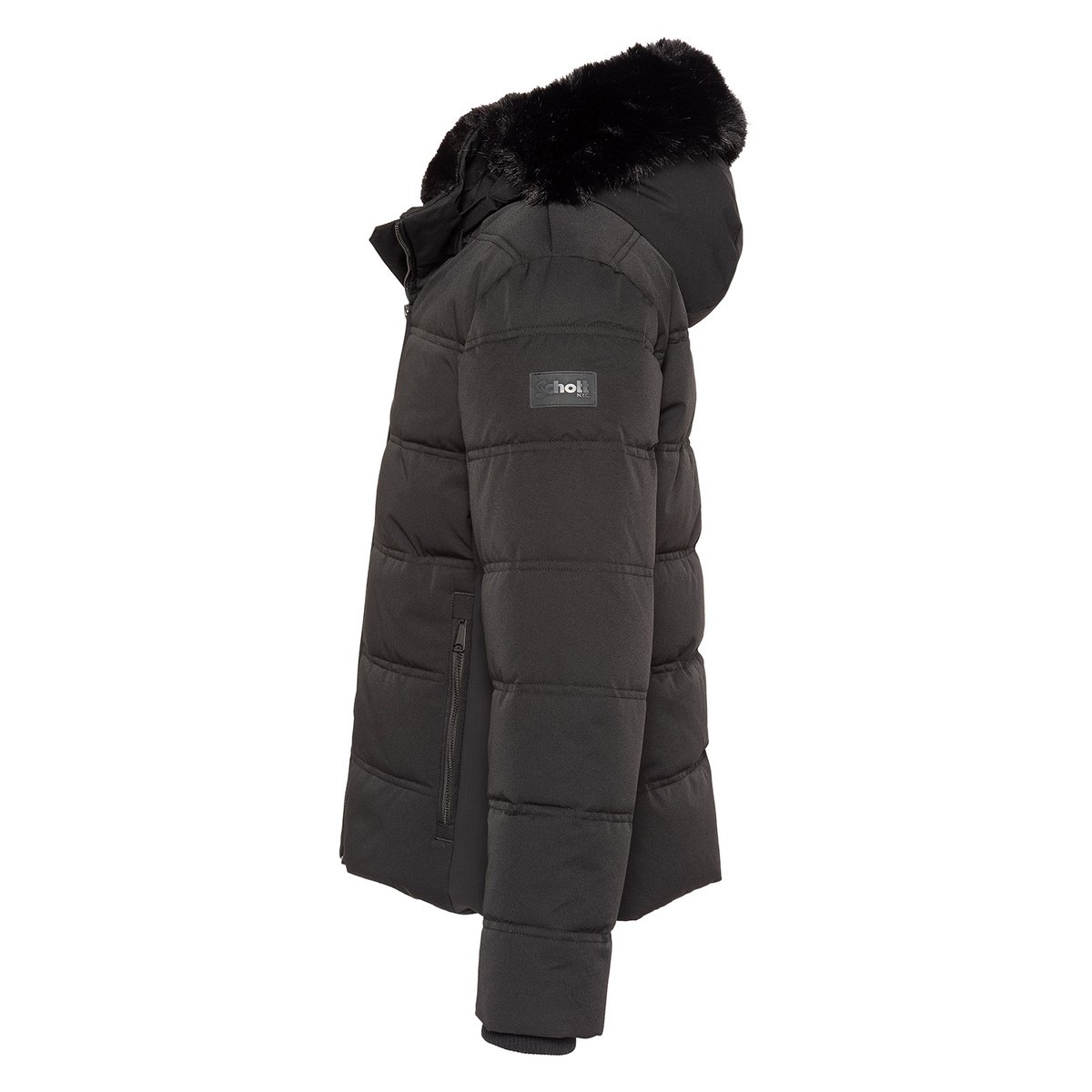 Parka à capuche et col en imitation fourrure noir, SCHOTT