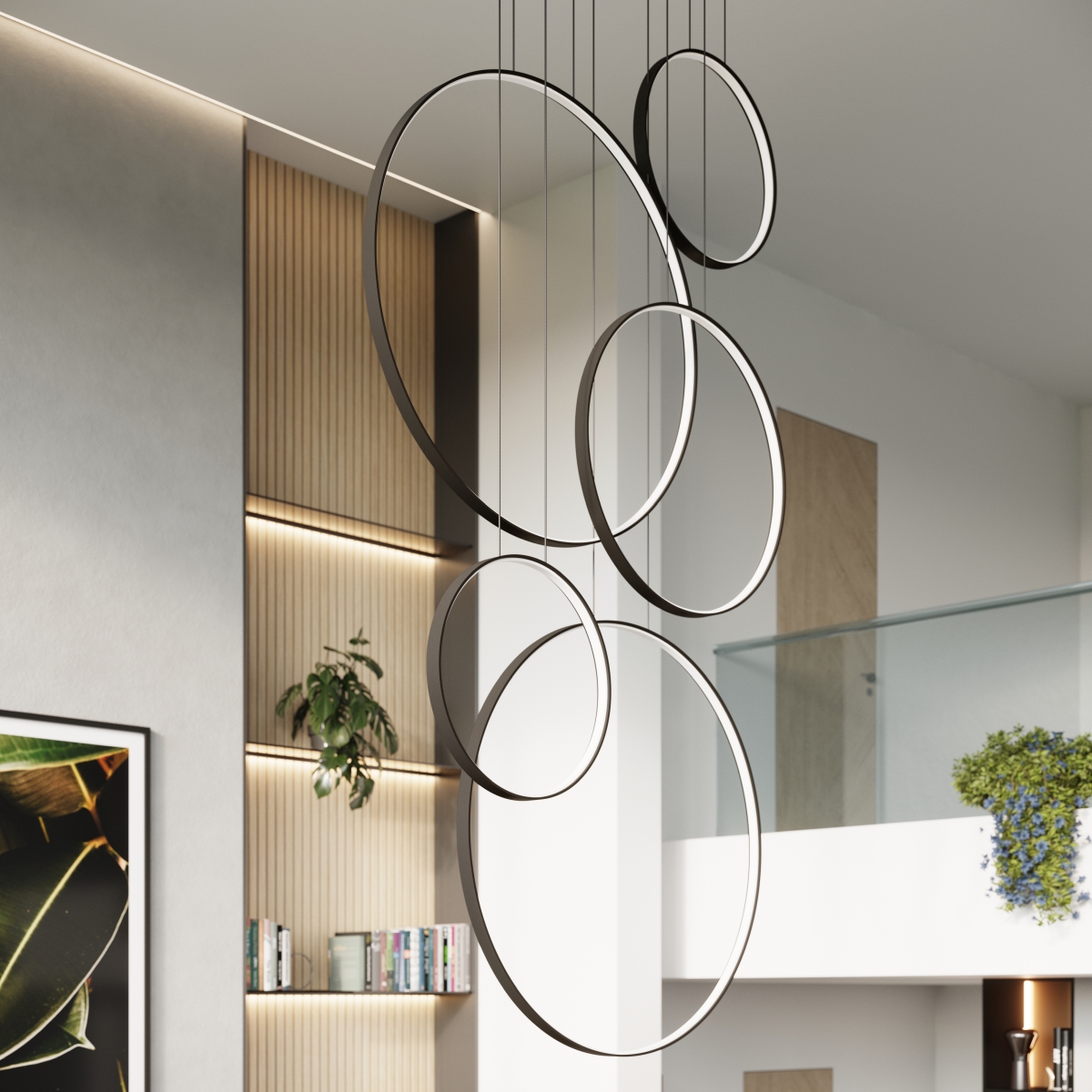 Suspension Aluminium Noir LED 5 Rio noir, EDEN