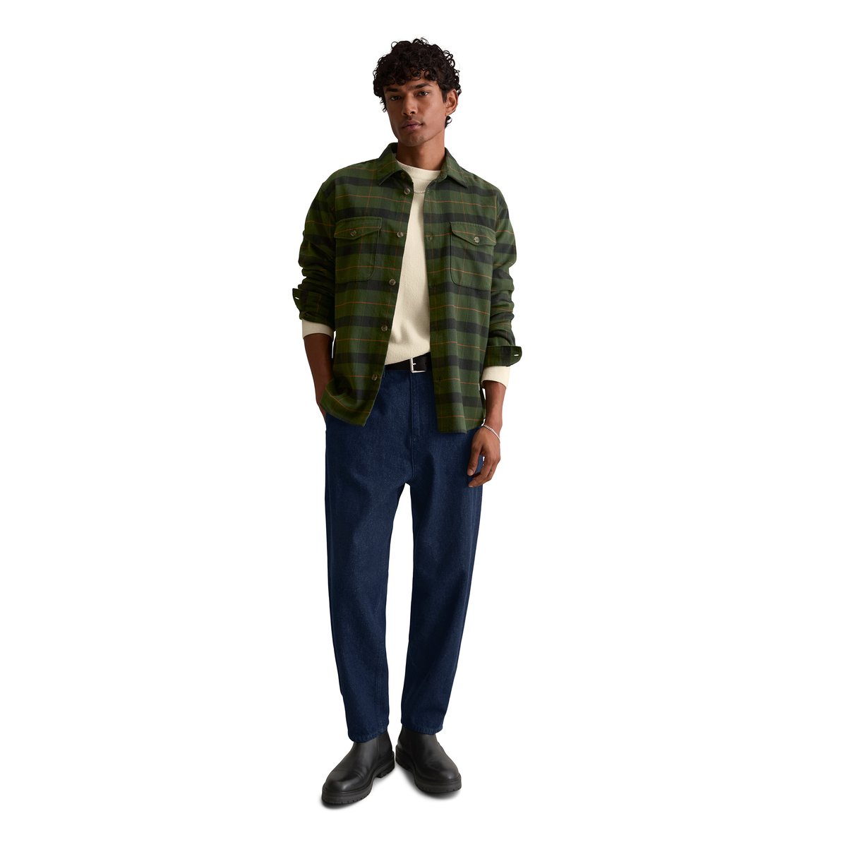 Survêtement en flanelle de coton bio légère vert foncé, MARC O’POLO DENIM