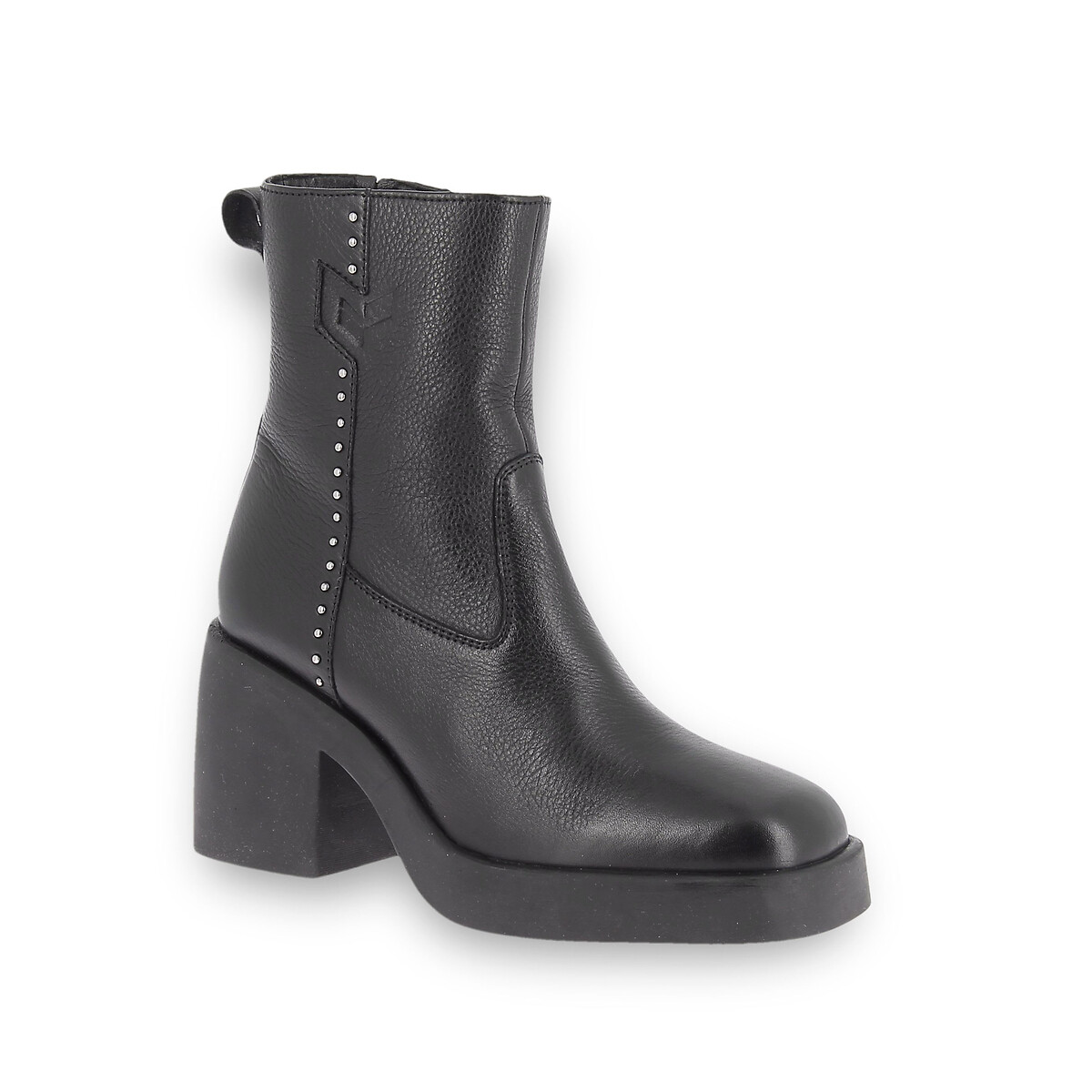 Bottines à talons en cuir Azra noir, KAPORAL