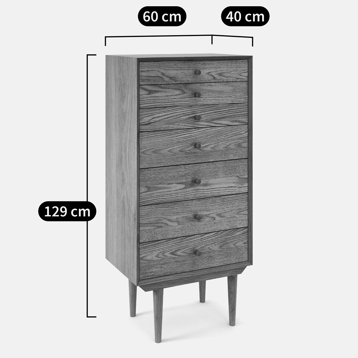 Semainier vintage, 7 tiroirs, Quilda bois clair chêne, LA REDOUTE INTERIEURS