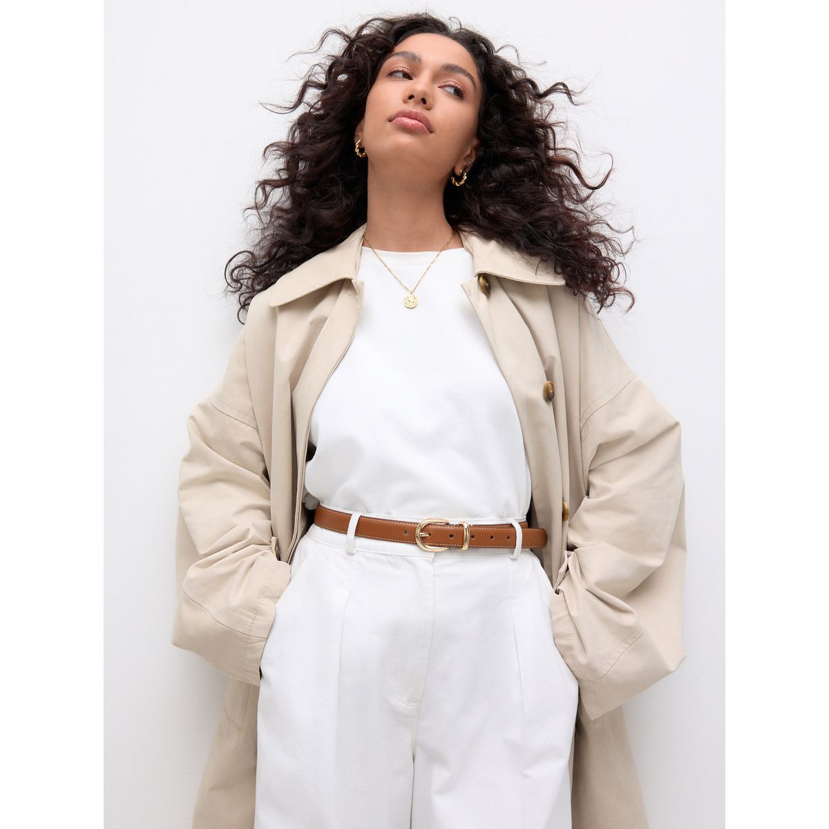 Ceinture en cuir moyenne italie n. premium marron fauve, NEXT