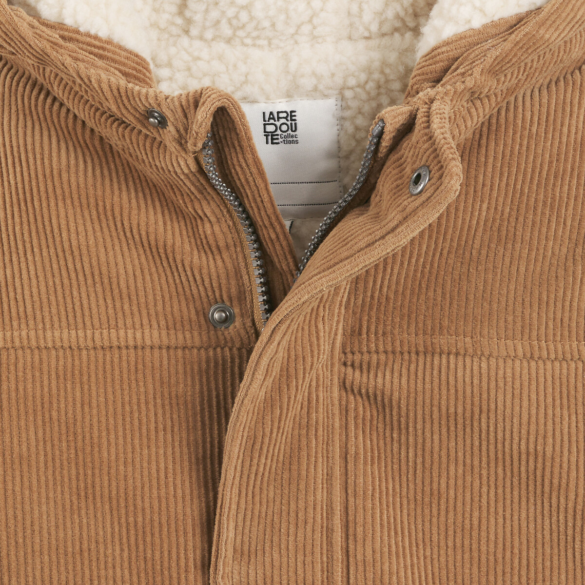 Parka chaude à capuche velours, doublure sherpa beige foncé, LA REDOUTE COLLECTIONS
