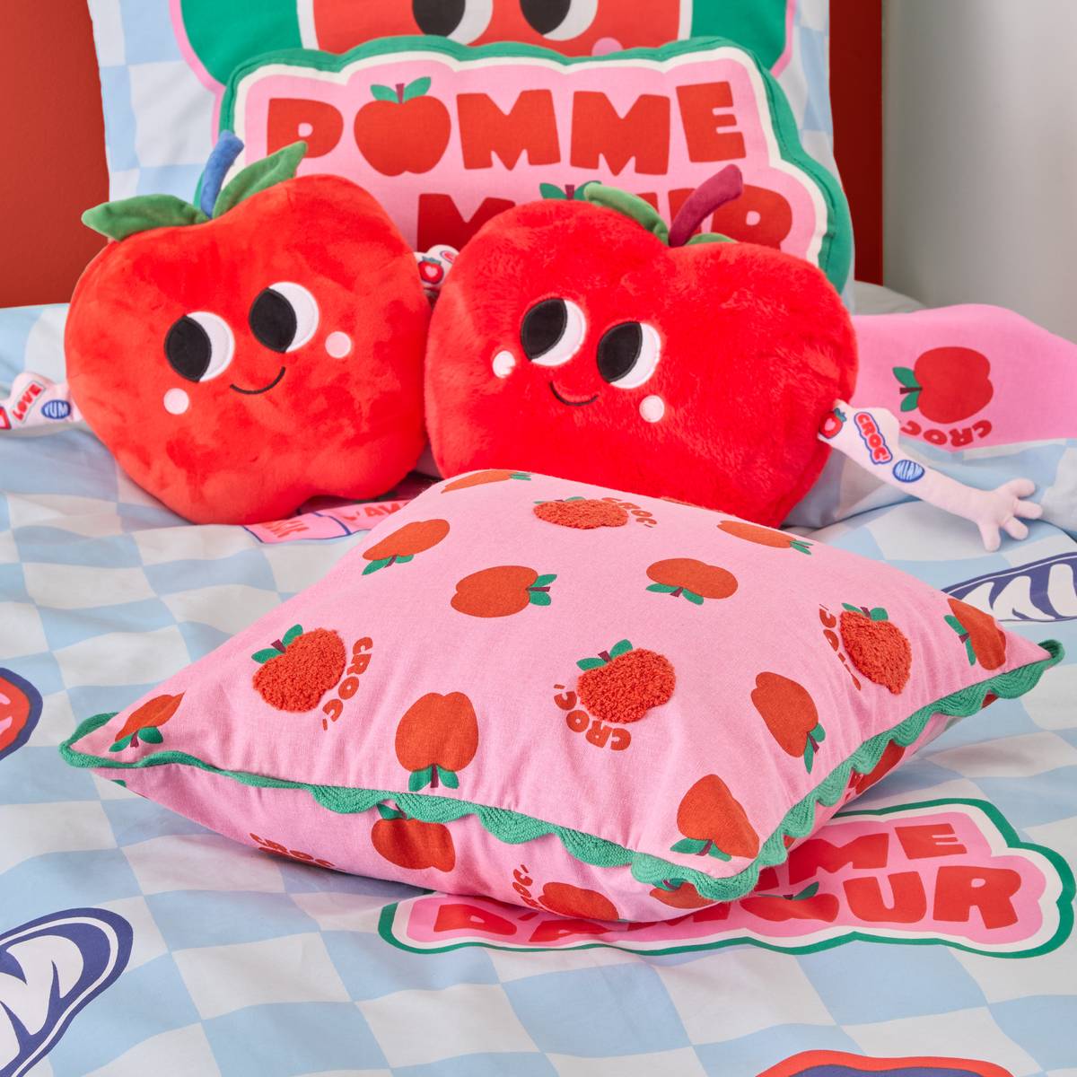 Coussin imprimé pomme 40x40cm CHA CHA POP multicolore, ATMOSPHERA FOR KIDS