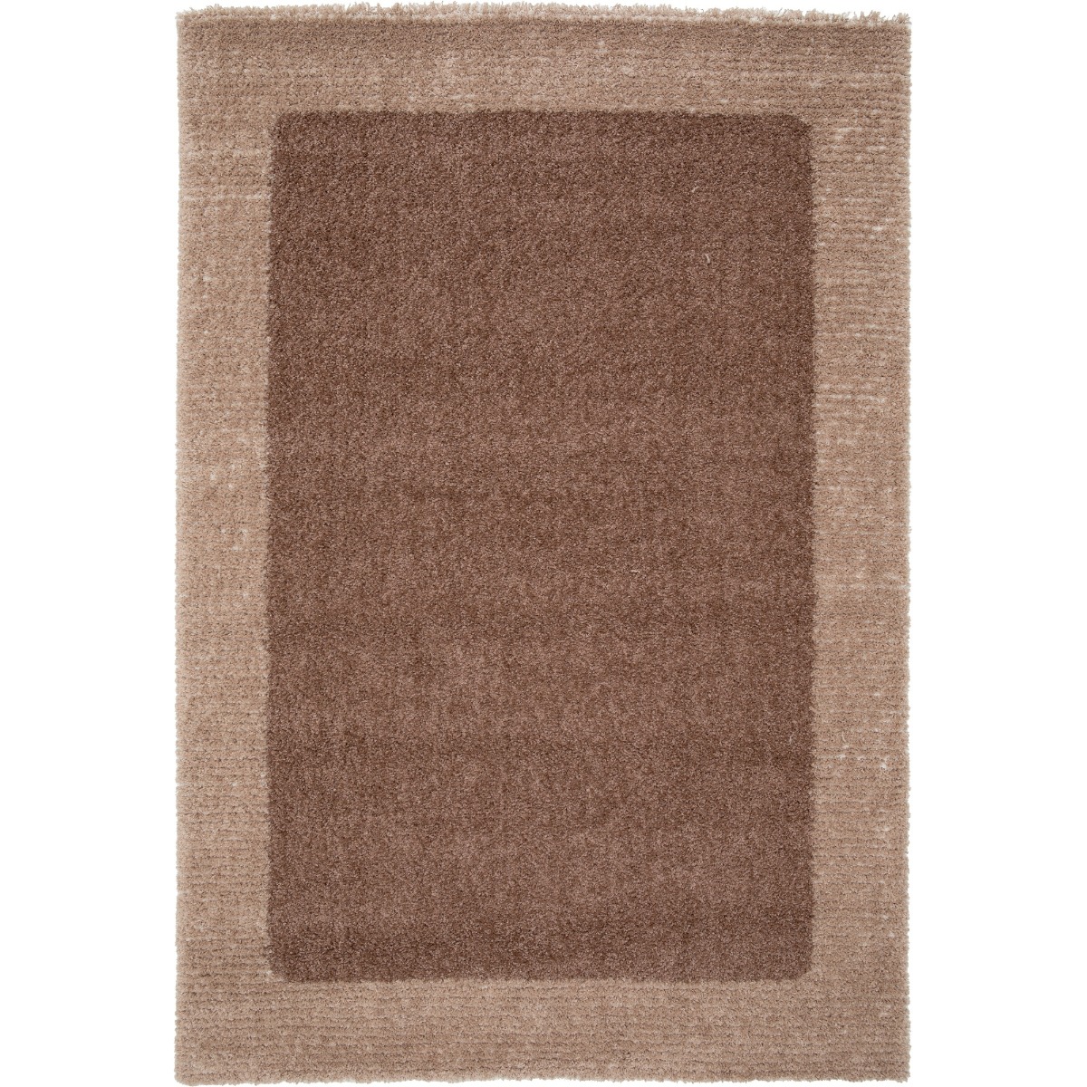 Tapis shaggy doux moderne prune MOKA ENCADRE prune brun, THE DECO FACTORY