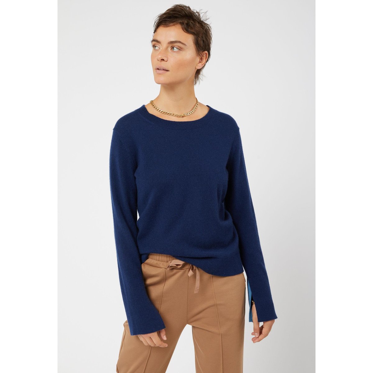 Pull col rond en cachemire bleu marine, RODIER