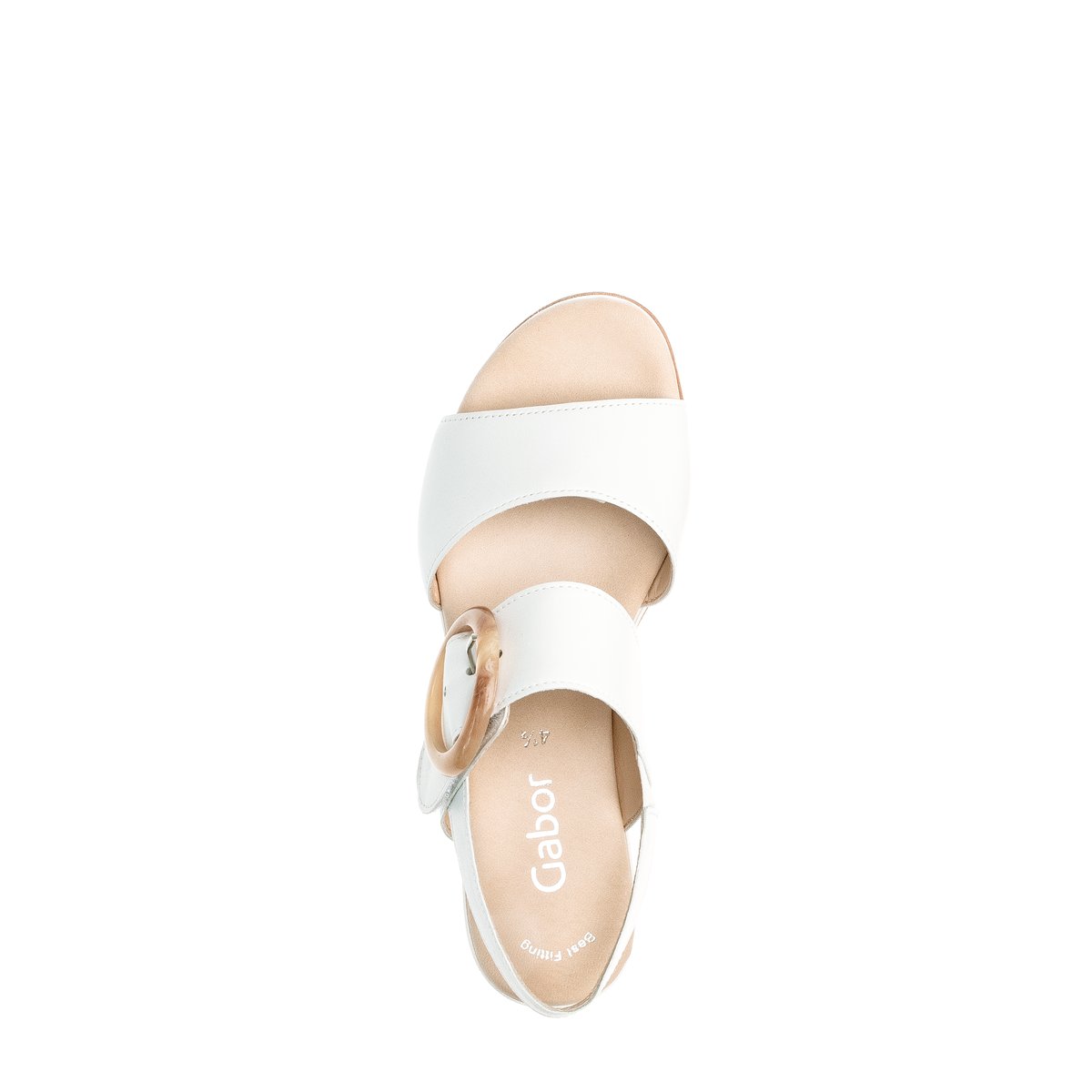 Sandales en cuir à talon compensé blanc, GABOR